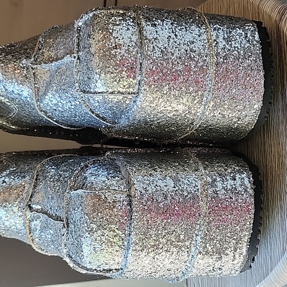 DEMONIA STACK 301G SIZE 8 SILVER GLITTER BOOTS - Picture 5 of 14